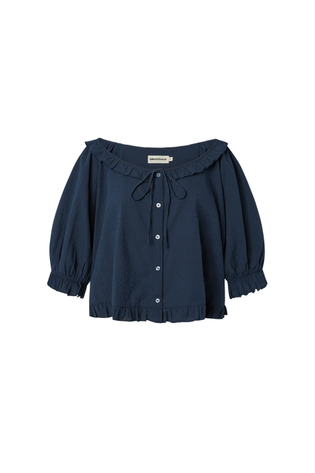 Romeo Sleep Top in Navy Eyelet