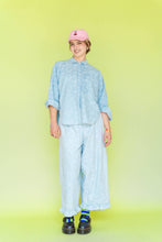 Plus Size Women’s Button Up- Chambray Floral Long Sleeve Top