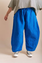 Plus Size Women's Pant - Bright Blue Linen Balloon Pant