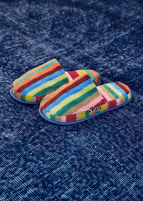 Terry Stripe Slippers in Butterfly