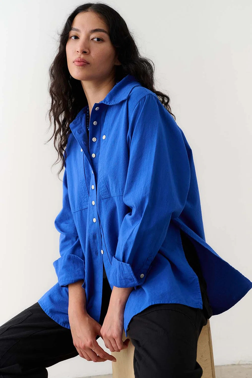 Collared Shirt in Cobalt