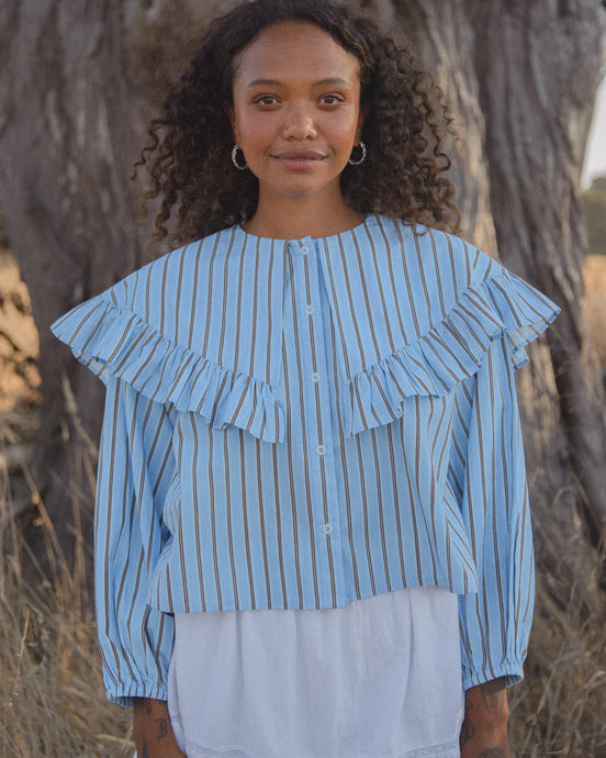 Elizabeth Blouse in Blue Pinstripe