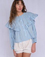 Elizabeth Blouse in Blue Pinstripe