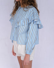 Elizabeth Blouse in Blue Pinstripe