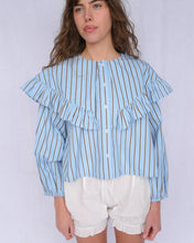 Elizabeth Blouse in Blue Pinstripe