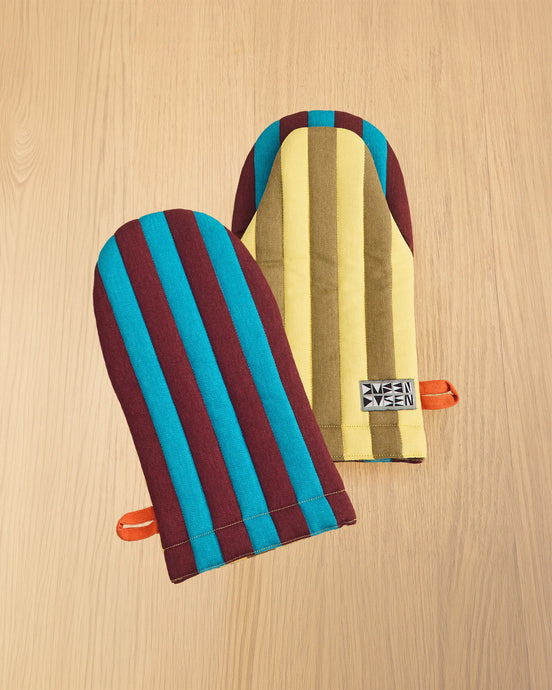 Striped Oven Mitt in Dragonfly