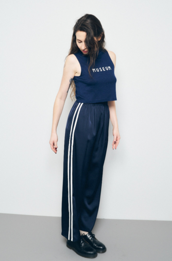 Sporty Satin Lounge Pants in Navy