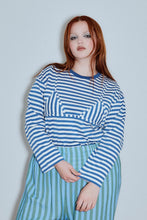 Bikini Bod Cotton Stripe Long Sleeve Tee in Blue/White