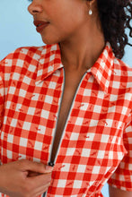 Long Utility Dress in Gingham Fishies