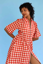 Long Utility Dress in Gingham Fishies