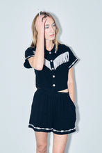 Pammy Soft Linen Shorts in Black Barbed Wire