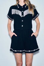 Pammy Soft Linen Shorts in Black Barbed Wire
