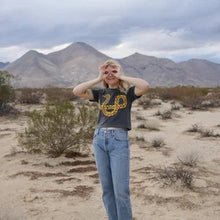 Snake Season Boxy Crop Tee in Faded Black