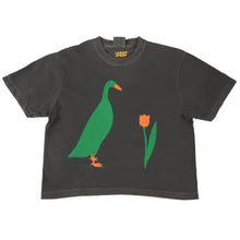 Duck and Tulip Boxy Crop Tee in Faded Black