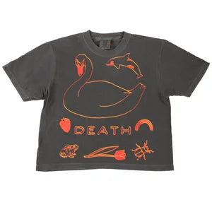 Laser Death Boxy Crop Tee in Faded Black
