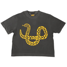 Snake Season Boxy Crop Tee in Faded Black