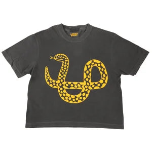 Snake Season Boxy Crop Tee in Faded Black