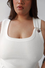 Waffle Square Crop Tank in White
