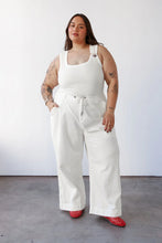 Waffle Square Crop Tank in White