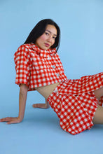 Shell Utility Skort in Gingham Fishies