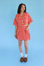 Shell Utility Skort in Gingham Fishies