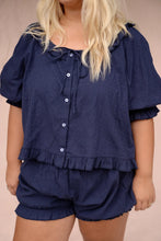 Romeo Sleep Shorts in Navy Eyelet
