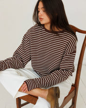 The "I CAN'T BELIEVE IT'S NOT VINTAGE" Crewneck in Brown Pinstripe