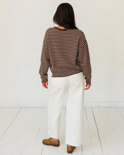 The "I CAN'T BELIEVE IT'S NOT VINTAGE" Crewneck in Brown Pinstripe