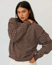 The "I CAN'T BELIEVE IT'S NOT VINTAGE" Crewneck in Brown Pinstripe