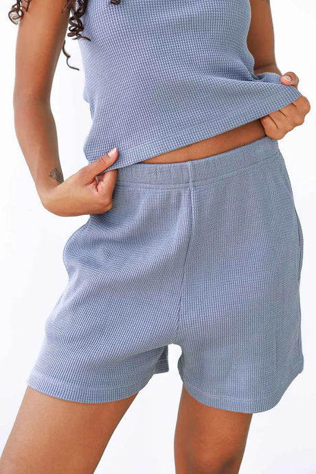 Waffle Short in Pebble Blue