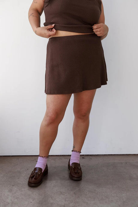 Waffle Skort in Chocolate