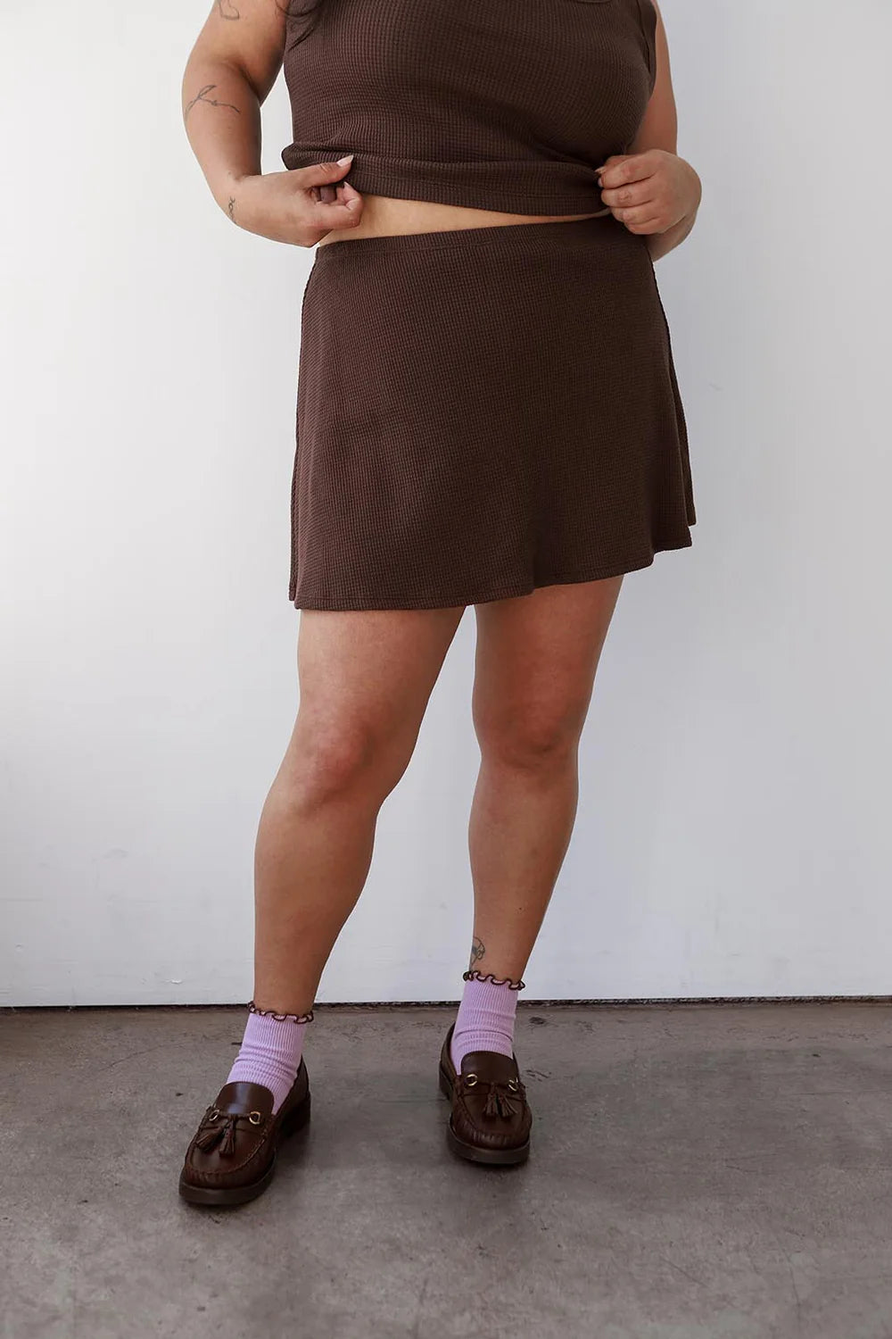 Waffle Skort in Chocolate