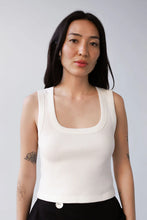 Waffle Square Crop Tank in White