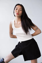 Waffle Square Crop Tank in White