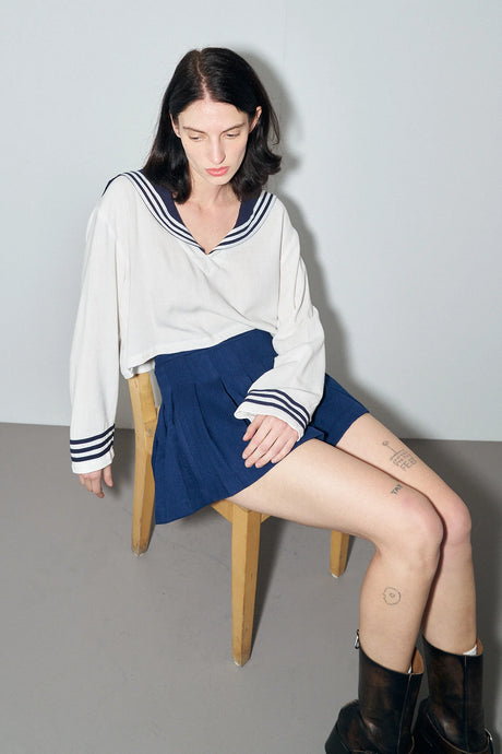 Sailor Soft Linen Crop Top White