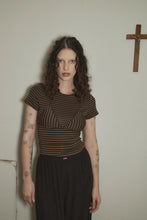 Bikini Bod Striped Short Sleeve Tee in Brown