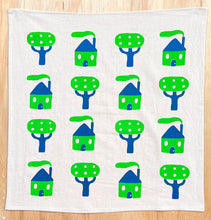 House and tree tea towel