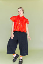 Women’s Cotton Blouse - Cherry Polka Dot Mushroom Top