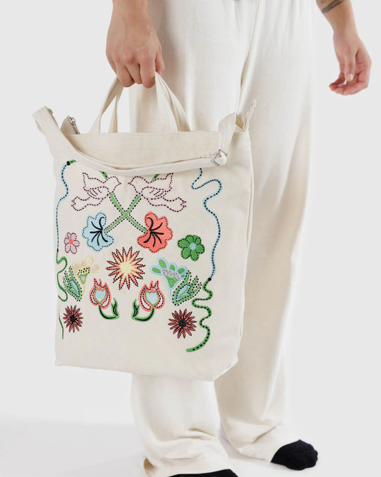 Zip Duck Bag in Embroidered Birds