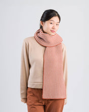Pinstripe Big Scarf: Rust + White