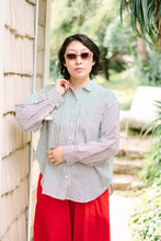 Size Inclusive Plus Size Long Sleeve Button Up Striped Linen