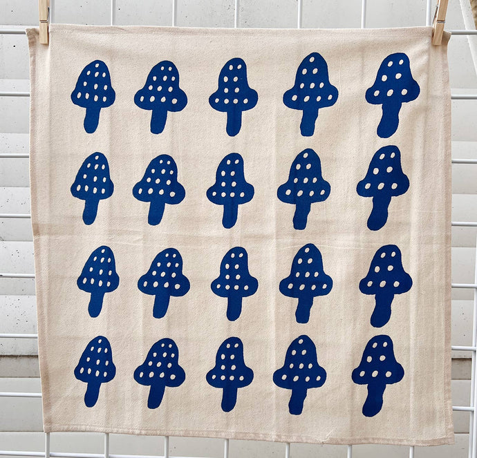 Navy Mushroom Tea Towel