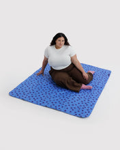 Puffy Picnic Blanket in Blue Polka Dot