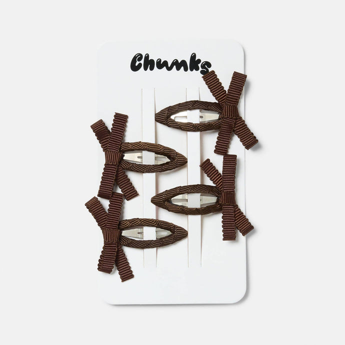 Mini Bow Snap Clips in Chocolate