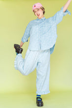 Plus Size Women’s Button Up- Chambray Floral Long Sleeve Top