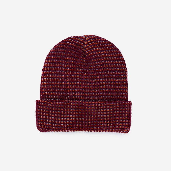 Simple Grid Knit Beanie in Wine Red