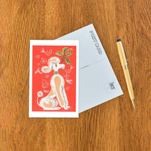 Postcard MC-512 Cartoon Poodle with Holly Sprig