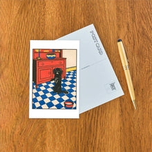 Postcard KF-561 Dog Begging in Kitchen
