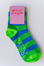 Women’s Spring Novelty Cotton Green Blue Striped Ankle Sock