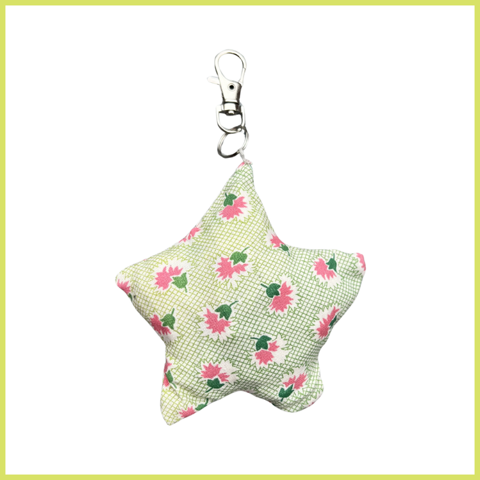 Green Grid Florals Bag Charm